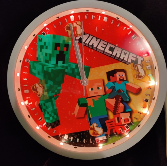 Mine craft clock with led light and free personalization - Picture 9 of 14